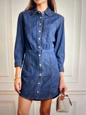Veronica Beard Keston Denim Button-Front Shirt Dress